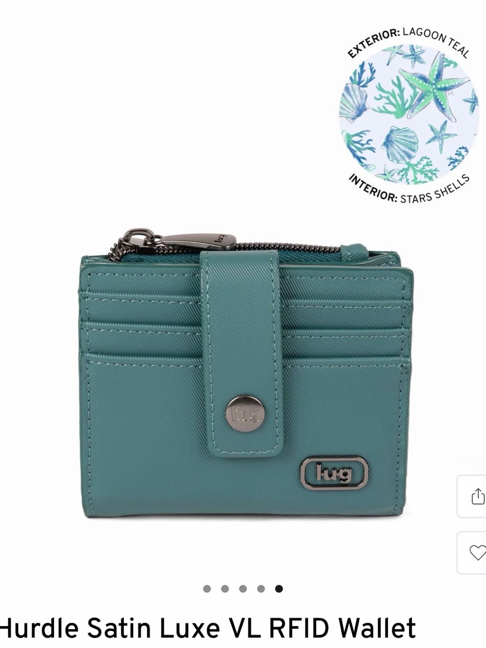lug Hurdle Satin Luxe RFID Wallet in Lagoon Teal
